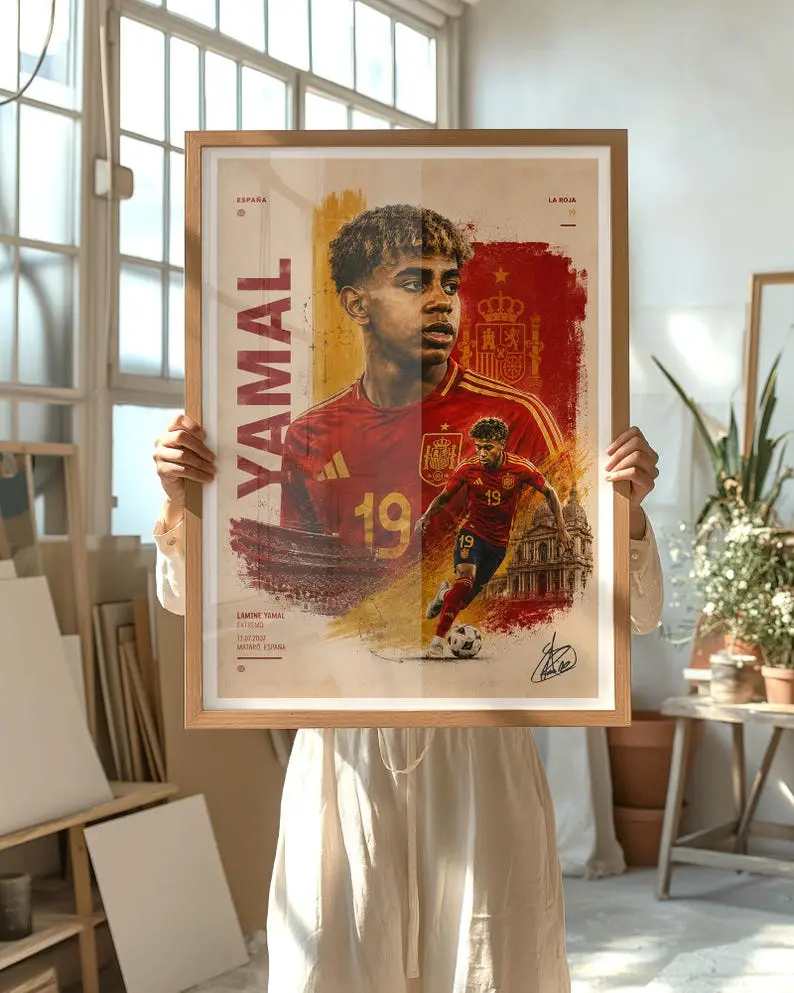 Lamine Yamal Spain Football Poster | Cinematic World Cup Soccer Print