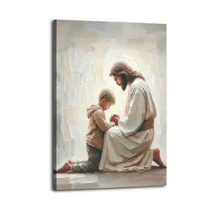 Jesus caring for the little boy - decorative poster, stylish and creative wall decor, suitable for bedrooms, offices, apartments, dormitories, etc., art print. crystal  wood póster  3d painting  gift