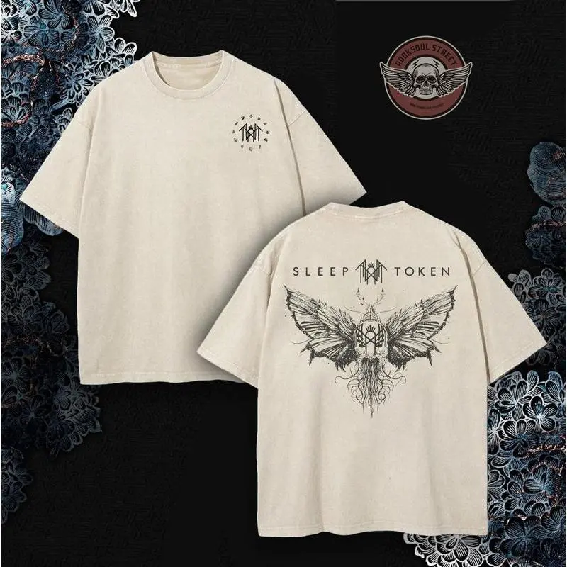 Sleep Token "Take Me Back To Eden" Butterfly Heavy Metal Shirt, Unisex Oversize Rock Band Washed Heavyweight Cotton T-shirt Gift For Rock Music Lovers