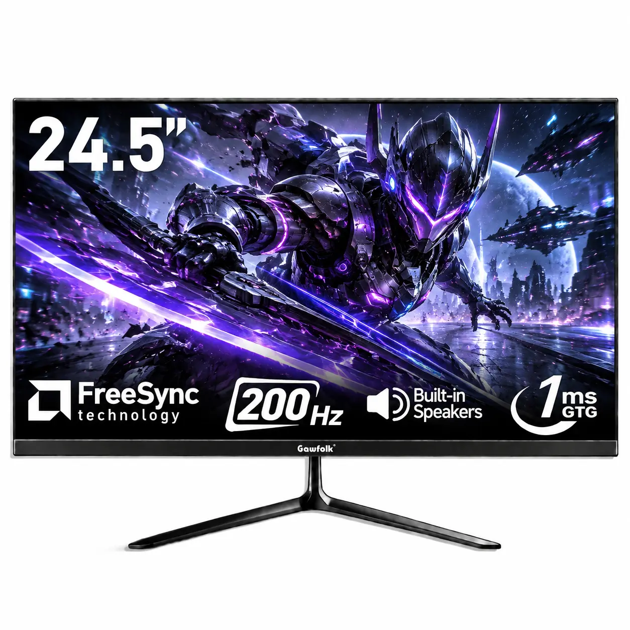Gawfolk 24.5 Inch FHD 200Hz Gaming Monitor, Ultra Slim Frameless, 1080P, 1ms Response Time, AMD FreeSync, 99% sRGB, HDMI, 75x75 VESA Wall Mountable Black Computer Monitor