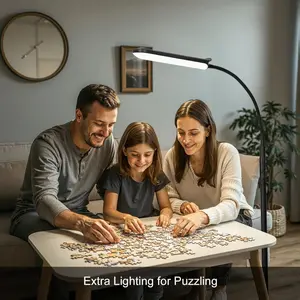 FRIDEKO HOME Bright LED Floor Reading Lamp for Crafts & Work, Extra Lighting for Puzzling, Adjustable Gooseneck Dimmable Standing Lamp for Living Room, Bedroom, Office, Remote& Touch Control, Black