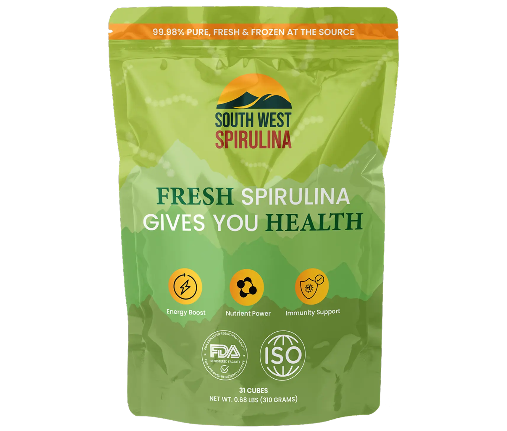 South West Fresh Frozen Spirulina 31 Cubes Rich in Protein & Antioxidants for Health Enhancement & Fitness Higher Bioavailability Potent Antioxidants Healthcare Vitamin Natural Superfood Dietary - Nutrition