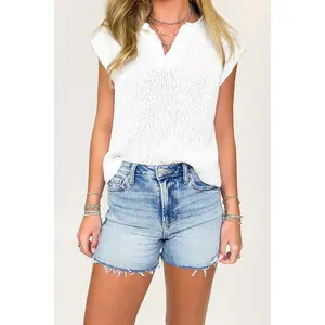 Summer Drift Distressed Hem Denim Shorts