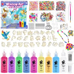 TBC The Best Crafts 30+ DIY Stained Glass Window Art Kit for Kids - Complete Non-Toxic Peelable with 9Colors (No Glue), 30 Suncatchers, Acrylic Craft Kit for &, Mirror & Window Clings, Party Supplies, Creative Gift