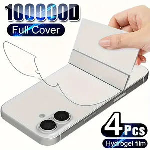 4pcs Back Hydrogel Film Protective Screen Protectors Compatible With iPhone 17 Pro Max 16 Pro Max 17 Air 17 16 16E 15 14 13 12 11 Plus Mini X XS XS Max Full Coverage, Soft Screen Protectors, Resistant To Fingerprints, Bubble-Free, Not Glass