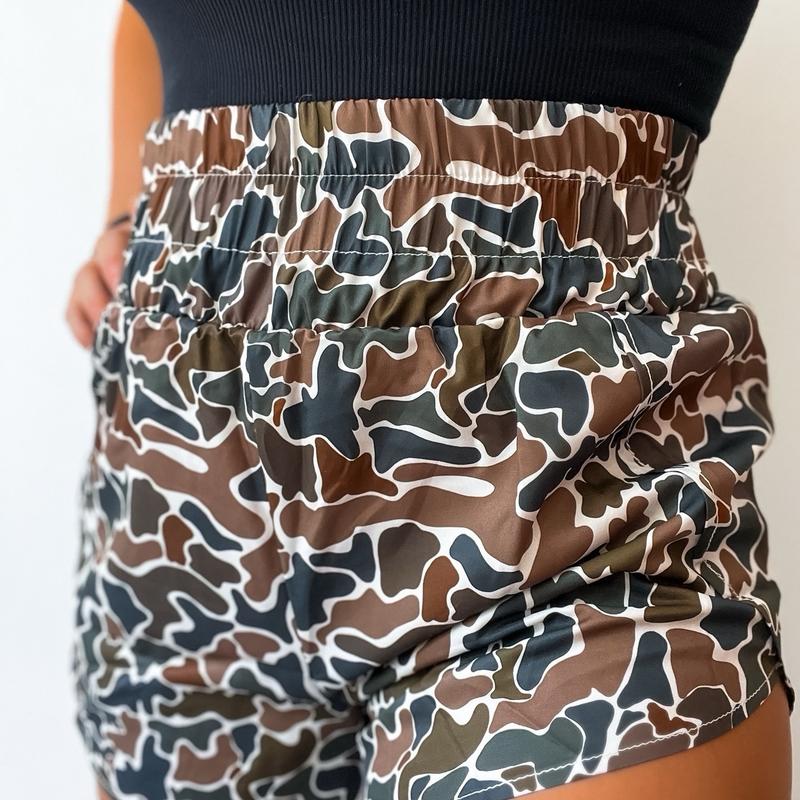 High waisted Retro Camo Atheltic Shorts