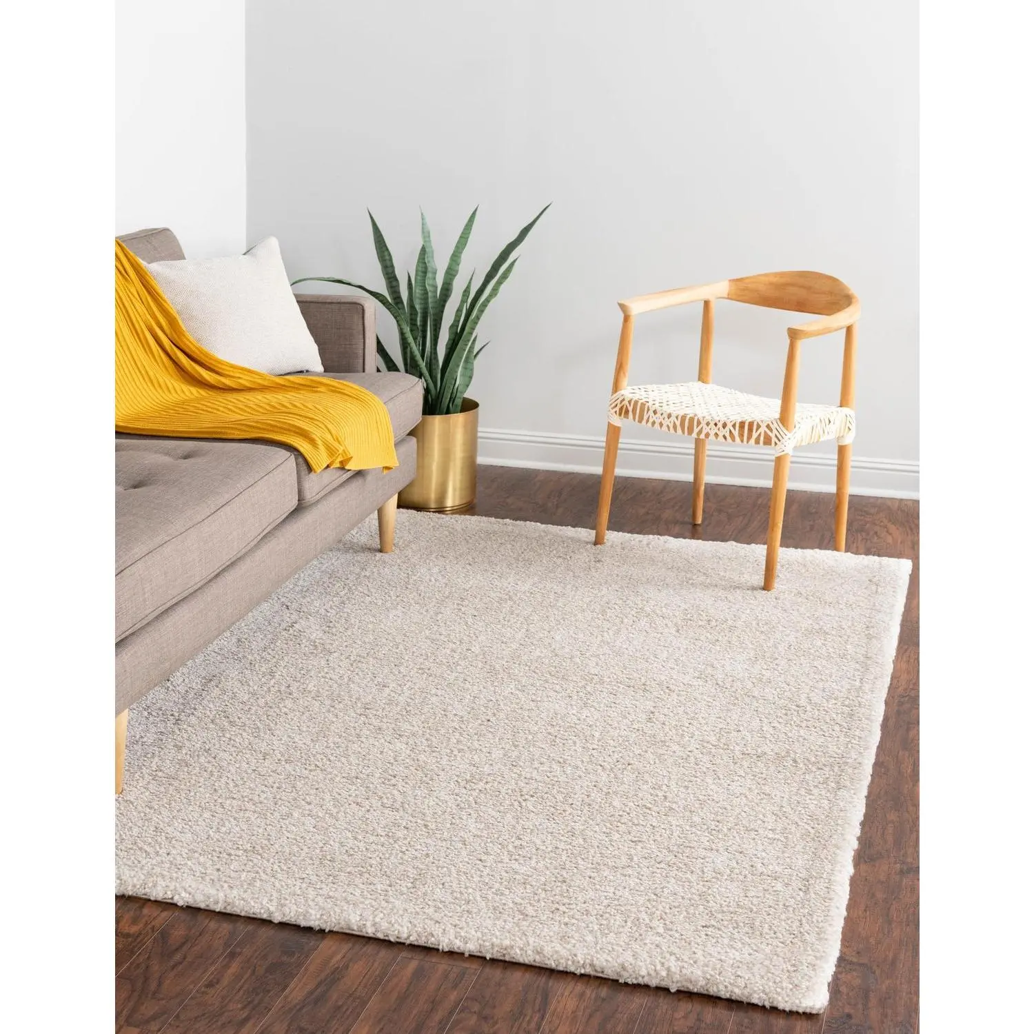 Ivory Solid Frieze Rug