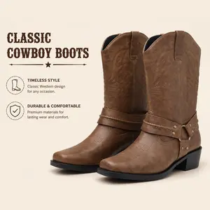 Men's Classic Western Cowboy Boots | Timeless PU Ankle Boots