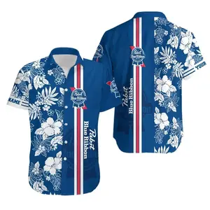 Pabst Blue Bibbon Hawaiian Shirt for Men And Women, Funny Breathable & Comfortable Tropical Outfit, Perfect Gift for Him And Her,  Summer Vacation, Gift For Beer