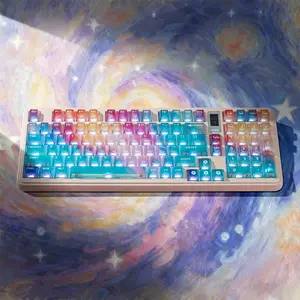 Blue Gradient Keycaps, Crystal Clear Keycaps, Cherry Profile, Transparent PC Material, Fits Mx 64/68/87/96/104 Keys, Ideal for Mechanical Keyboard