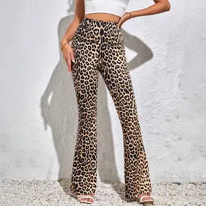 Autumn and winter women's sports leopard print yoga pants high waist hip lift women's flared pants fitness tight casual pants