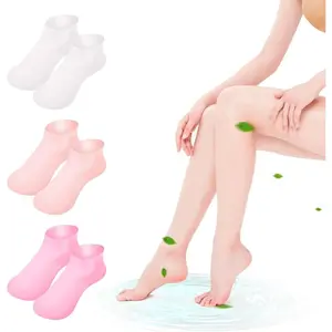 Silicone 3 Pairs for Dry Cracked Feet Women - Thicker Moisturizing Socks, Non-Binding Lotion Socks, Assorted Colors for Foot Care Smooth Womenswear