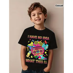 Kids 70s 80s 90s Themed T-Shirt - Boys & Girls Retro with 70 80 Numbers Print, Round Neck Summer Casual Outfit for 70s 80s 90s or Casual Attire (Machine Washable)