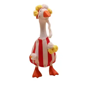 7 Inch Desk Goose Outfits, Popcorn Desk Goose Costume with Pom Pom Hat, Decorative Clothes for 7" Magnetic Desktop Geese Statue, Mini Geese Accessories for Festive Holiday Home Office Desk Decor