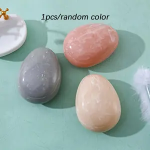 Portable Egg Comb with Marble Pattern, Anti-Static Hair Brush, Detangle and Massage Scalp, Ideal Gift for Family, Random Color