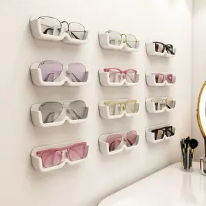 Wall Mounted Glasses Storage Holder, Anti-Pressure Sunglasses Display Rack, Bedroom Bathroom Bedside Eyeglasses Organizer Showcase for Myopia Glasses & Shades