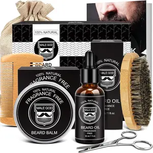 MALE GOD Beard Kit w/Natural Ingredients Beard Oil & Balm, Men's Care & Grooming Set w/Beard Brush & Comb, Anniversary| Birthday Gifts for Men, Him, Husband, Boyfriend, Dad