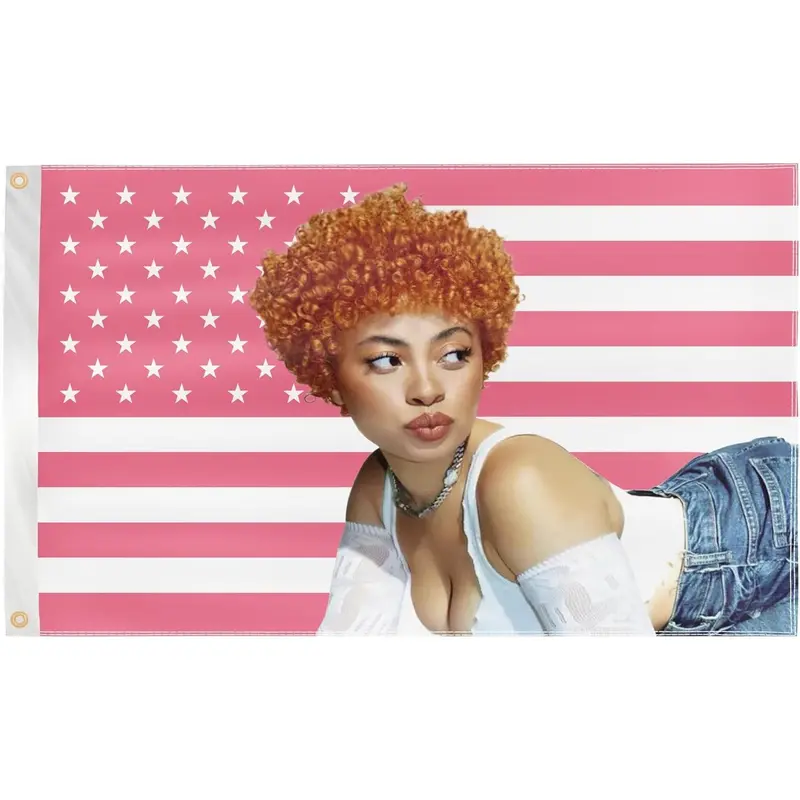 Pink American flag, Pop rapper, star, 3*5FT flag RUNNION Ice Flag American Spice Flag 3x5Ft Banner Funny Wall Flag for College Dorm Room Decor,Outdoor,Parties,Gift,Tailgates