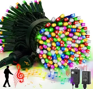 LAMPHOME Music White and Multicolor String Lights with Motion Sensor Controller, 100 LED Waterproof Decor for Valentine's Day & Christmas, Indoor Outdoor for Valentine Party, Christmas Tree, Yard