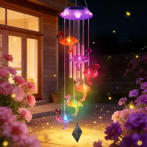Sun Flamingo Wind Chime, Women/mother/her Gift, Outdoor LED Color Changing Light, Garden Decor Lamp, Birthday Present, Patio & Christmas Decoration