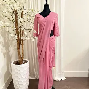 Elegant Georgette Stone Work Saree Set with Matching Blouse - Lightweight & Flowing Fabric for Various Occasions