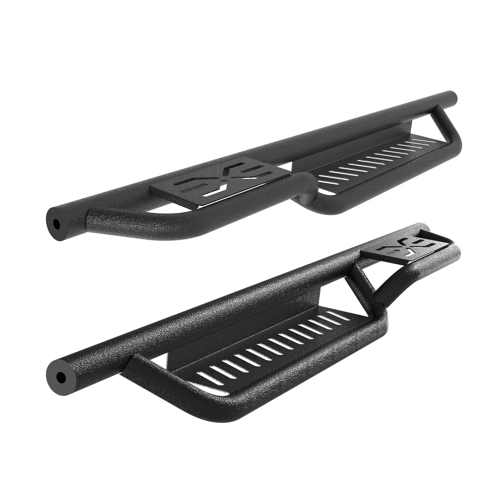 GARVEE Running Boards w/Two Stairs Design All-Steel Build, Bolt-on Side Steps Compatible with 1987-2006 Jeep Wrangler YJ/TJ 2 Door, Black Powder Coated Nerf Bar