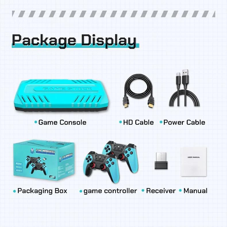Wireless Game Stick Retro Gaming Console S905 128G 50,000+ Games Support 40+ Classic Emulators For PS1/PSP 4K HDMI Kid Gifts