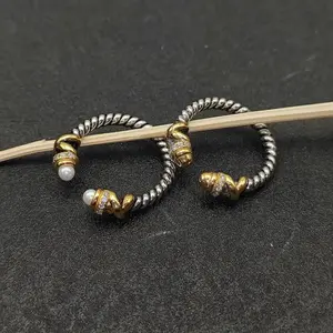 S925 Sterling Silver New Pearl Wire Winding Open Ring Neutral Fashion Personality Trend Simple Retro Luxury Jewelry Party Gift
