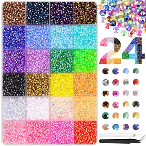 30000Pcs 24-Color 3mm Jelly Rhinestones Kit with Tools & Tweezers – Flatback Resin Gems for DIY Crafting, Nail Art, Tumblers, Phone Cases & Accessories