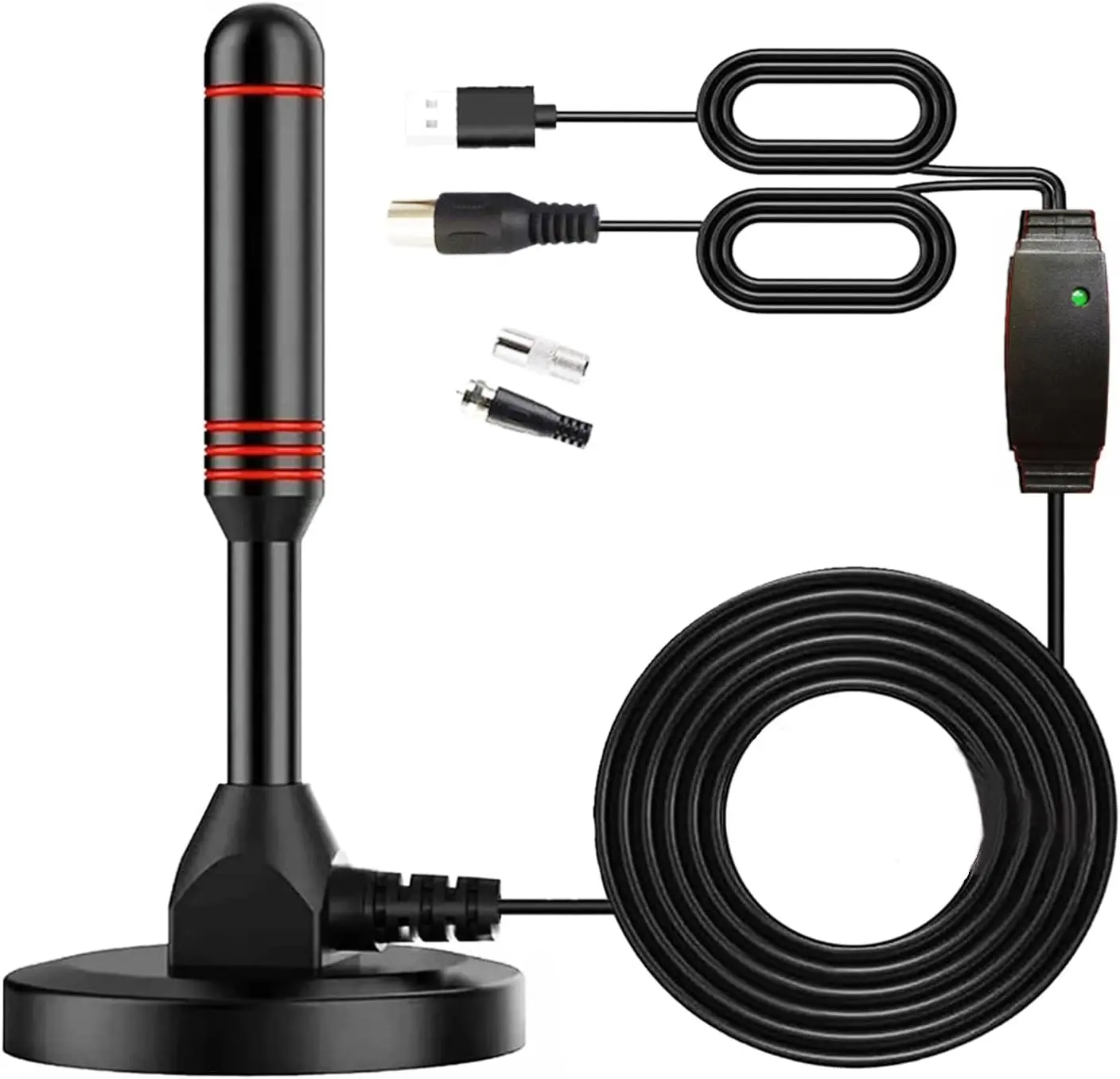 TV Antenna Small Indoor Antennas with  Base and 360 Reception Support  4K 1080P Fire TV and  Older TV's HDTV Television for Free Local Channels - red