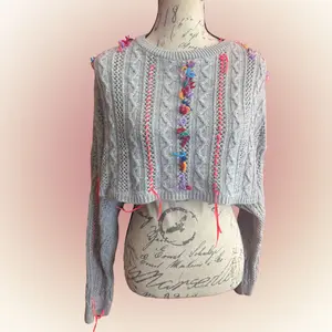 Upcycled Grey corset cropped sweater Casual Womenswear