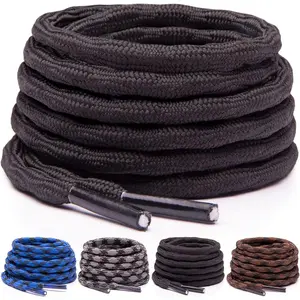 Non Slip Round Wave Shape Boot Laces, Heavy Duty Shoelaces for Boots, Work Boots & Hiking Shoes [1 Pair]