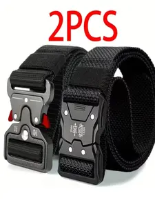Men's Tactical Quick-Release Canvas Belt, Outdoor Workwear Nylon Webbing Strap, Durable Material, Durable & Easy-To-Unfasten Design, Easy Adjustable Belt, Perfect for Hiking & Camping
