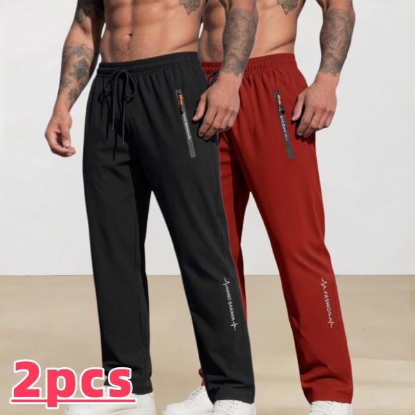 2-pack men’s sports casual pants: jogging athletic long pants, everyday casual pants, breathable and comfortable pants suitable for outdoor activities