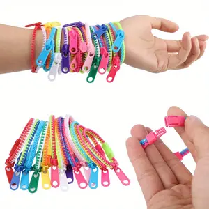 2pcs Two Color Sensory Fingertip Zipper Chain Bracelet - Wedding Party Gift, Relaxing Toy, Relieve Anxiety Autism, Bridal Party Game Decoration, Birthday Gift Pack Filling, Stress Resistant Sensory Prop Random Color, Christmas, Easter, Valentine's Day Gif