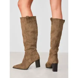 Cider [size 6-11] SUEDE CHUNKY HEEL KNEE HIGH BOOTS