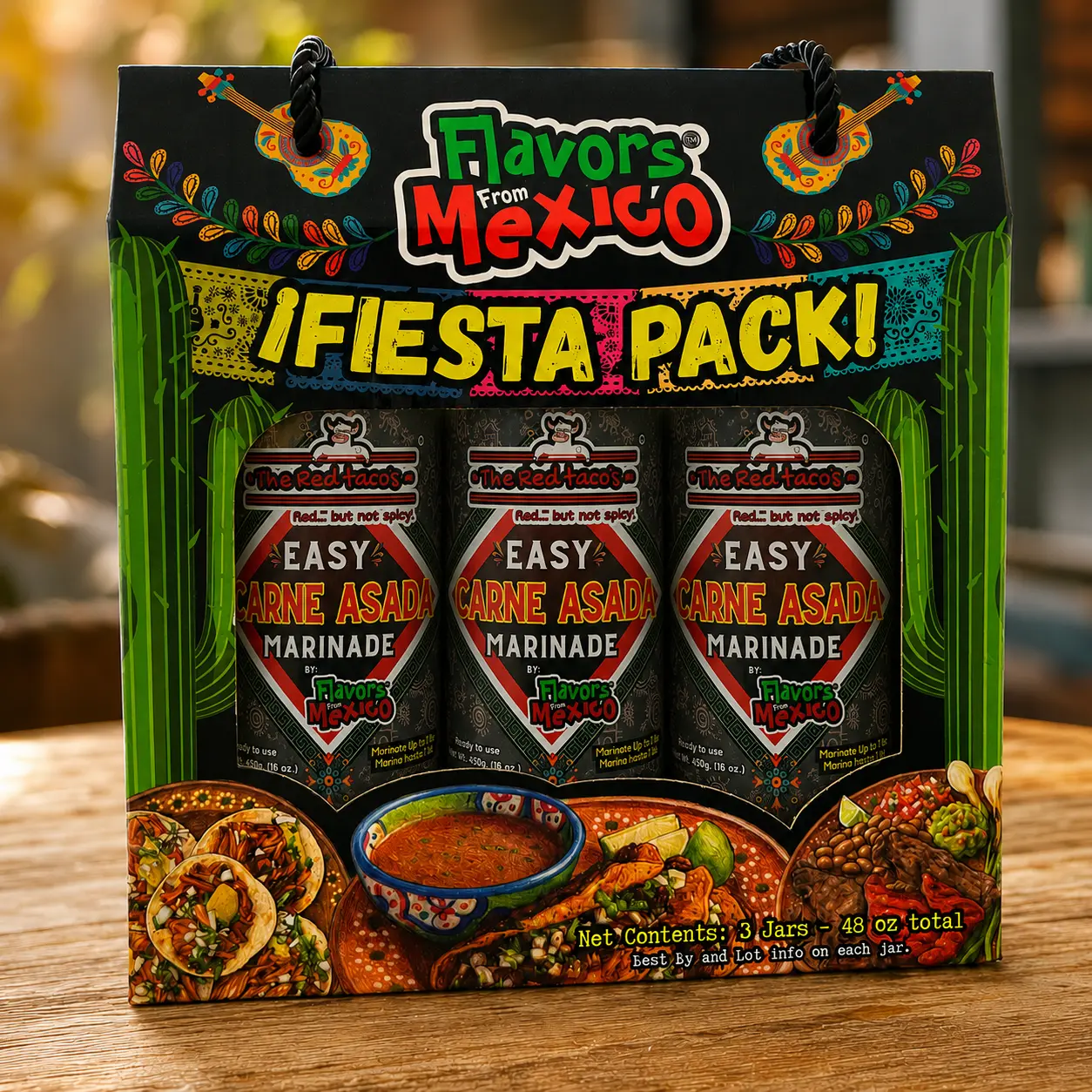 Flavors From Mexico Easy Carne Asada Fiesta Pack | 3 Ready-to-Use Carne Asada Marinades (48 oz Total)