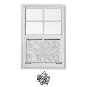 1 Packs 12'' x 18'' Shed Window, Small Sliding Windows with Aluminum Alloy Frame, Flush Mount Window with Tempered Glass and Fiberglass Screen for Shed, Chicken Coop,Household,Easy Installation
