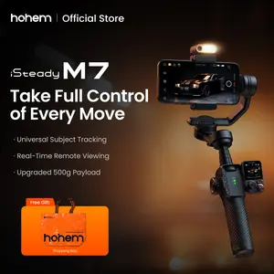 Hohem iSteady M7 AI Tracking Smartphone Gimbal Stabilizer 3-Axis with Magnetic Fill Light/AI Tracking Sensor for iPhone Android with 1/4-inch Color Tochscreen Display,Detachable Remote Controller, Max Payload 500g 2023 Upgraded
