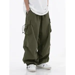 Men's Casual Loose Fit Cargo Pants with Multiple Pockets, Street Style Drawstring Trousers for Outdoor Camping And Skateboard, Camouflage Print, Overalls