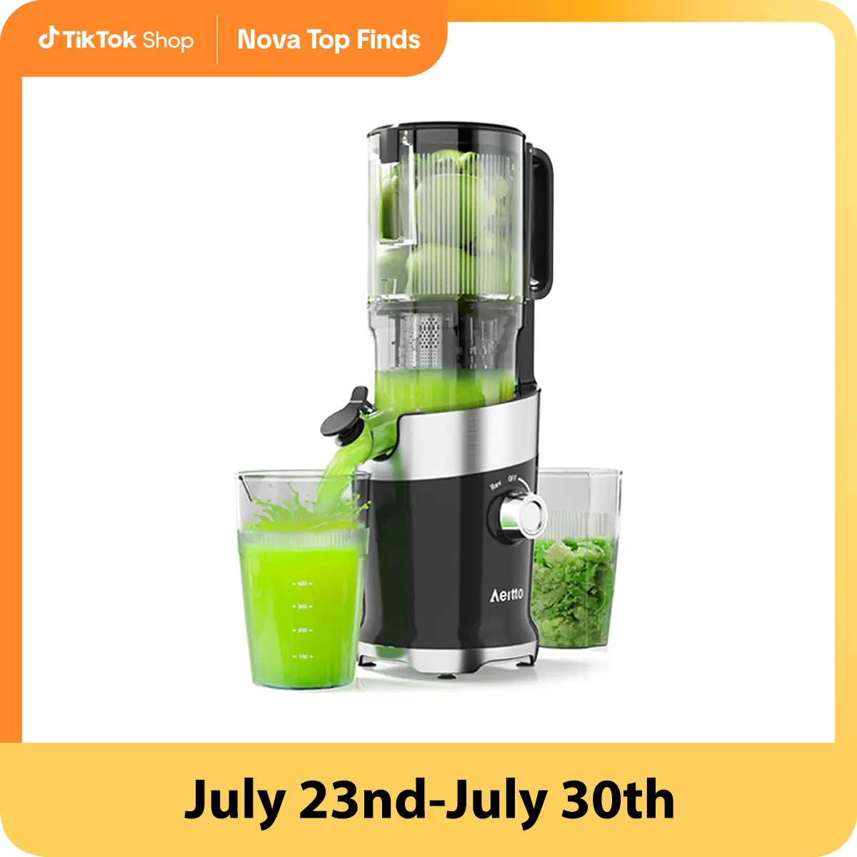 Aeitto Juicer Machines, 4.9" Extra Large Feed Chute for Whole Fruits and Vegetables, Cold Press Juicer, Slow Masticating Juicer Easy to Clean, Double