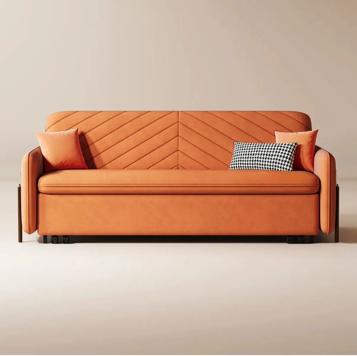 Hernest Home Furniture St Convertible Sofa Bed in Green or Orange Velvet, 3 Seats, Soft Touch, Assembly Required, No Fire Safety Label