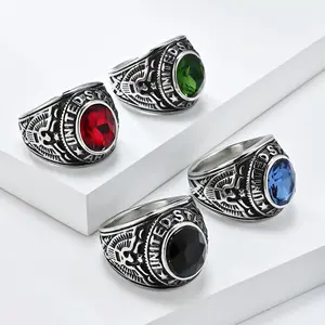 Vintage Eagle Crest Titanium Steel Ring, Hip Hop Trendy Index Finger Ring, Unisex Luxury Jewelry