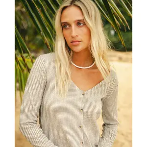 Hot Check Long Sleeve Knit Top - Martini Olive