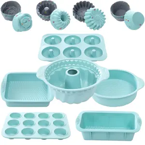 30pcs Nonstick Silicone Bakeware Set With Baking Pan, Silicone Cake Molds, Baking Sheet, Donut Pan, Silicone Muffin Pan,Cake Pan, And 24 Pack Silicone Cupcake Mold Baking Cups Tin