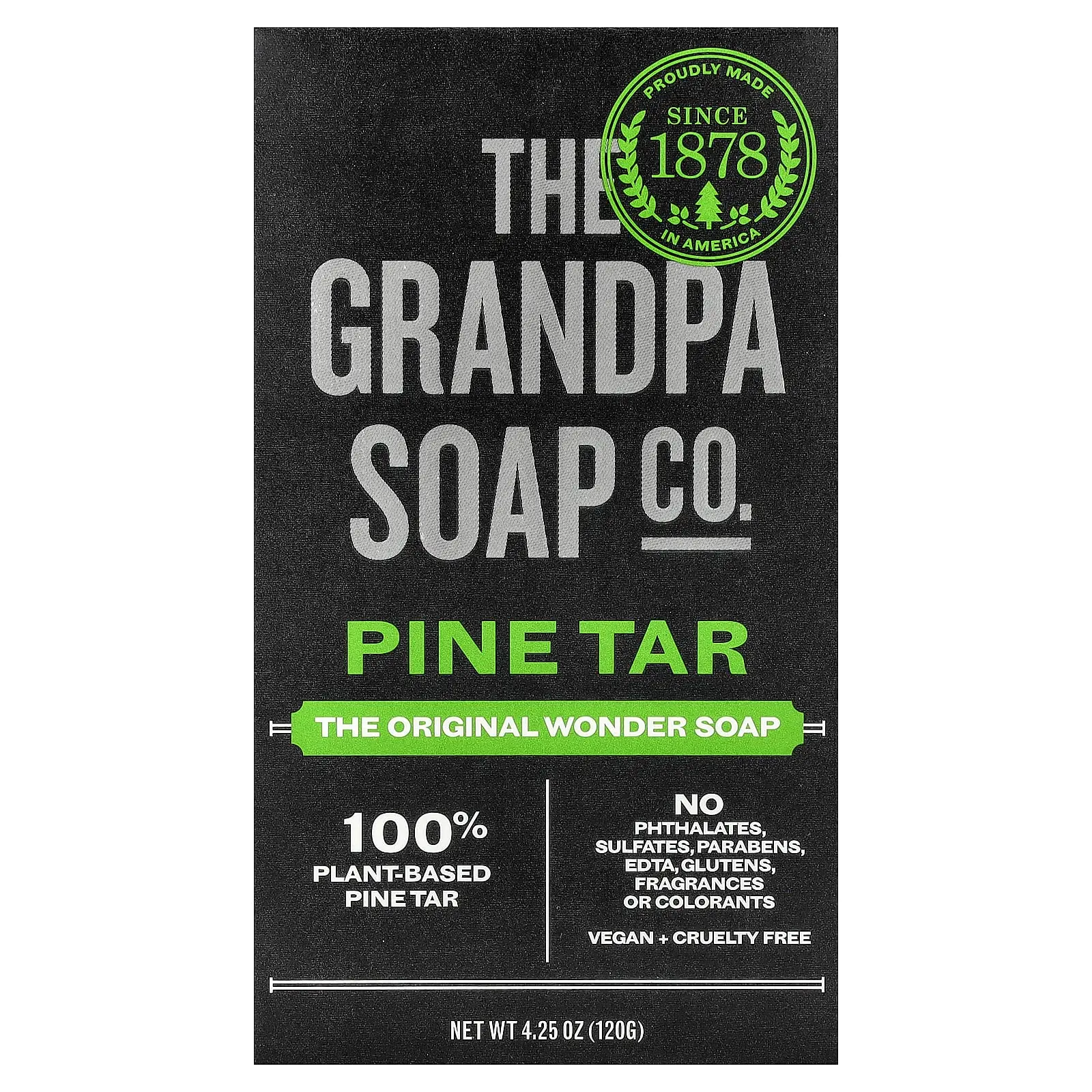 The Grandpa Soap Co. Face & Body Bar Soap, Pine Tar, 4.25 oz (120 g)