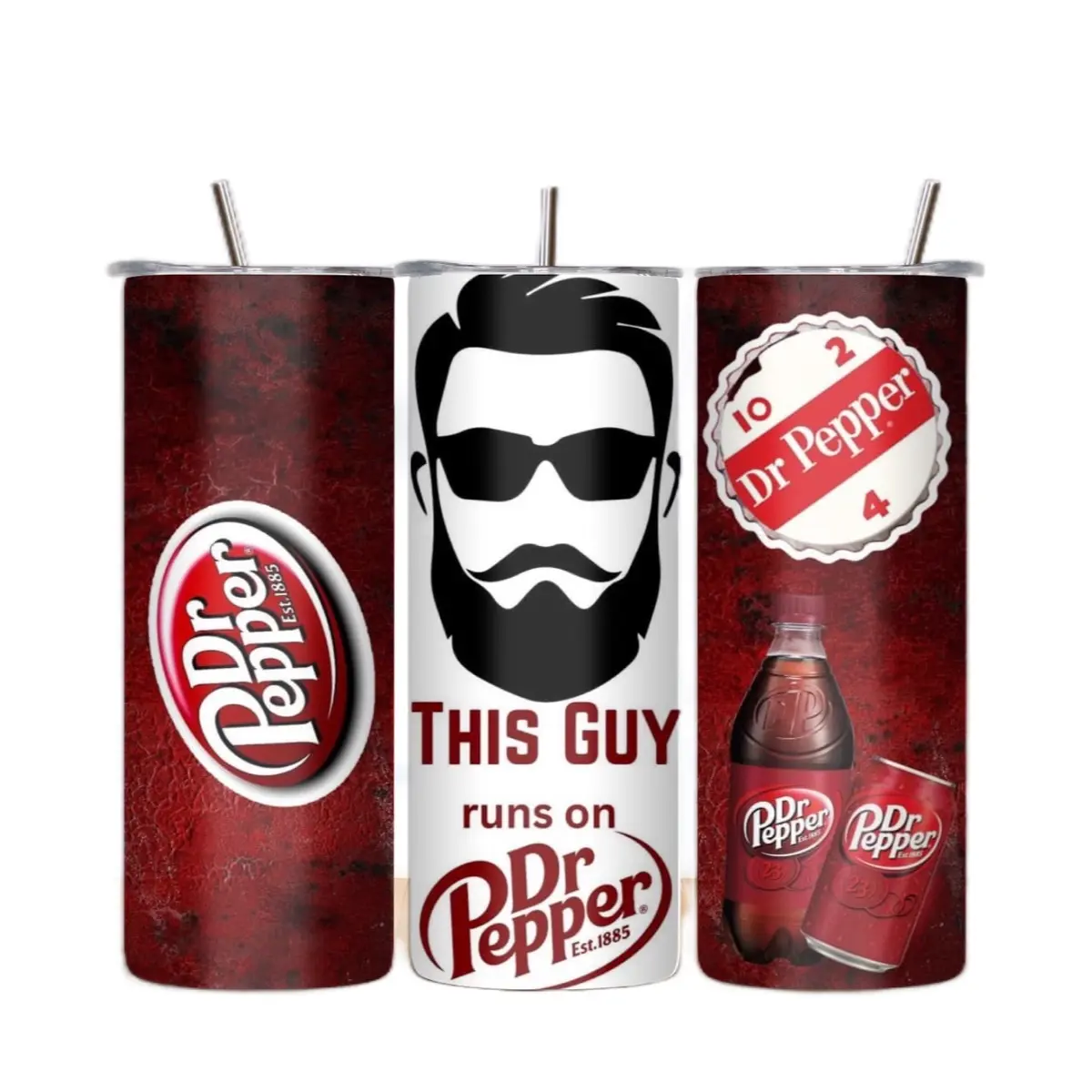 Stylish Leakproof Insulated Tumbler - Stainless Steel Thermal Dr. Pepper Water Bottle, Reusable Portable Washable Beverage Flask for Drinks, Smoothies