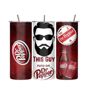 Dr. Pepper Tumbler - This Guy Runs Bottle for Drinking and Enjoying Smoothies - Reusable, Portable, Insulated Stainless Steel - Drinkware Washable
