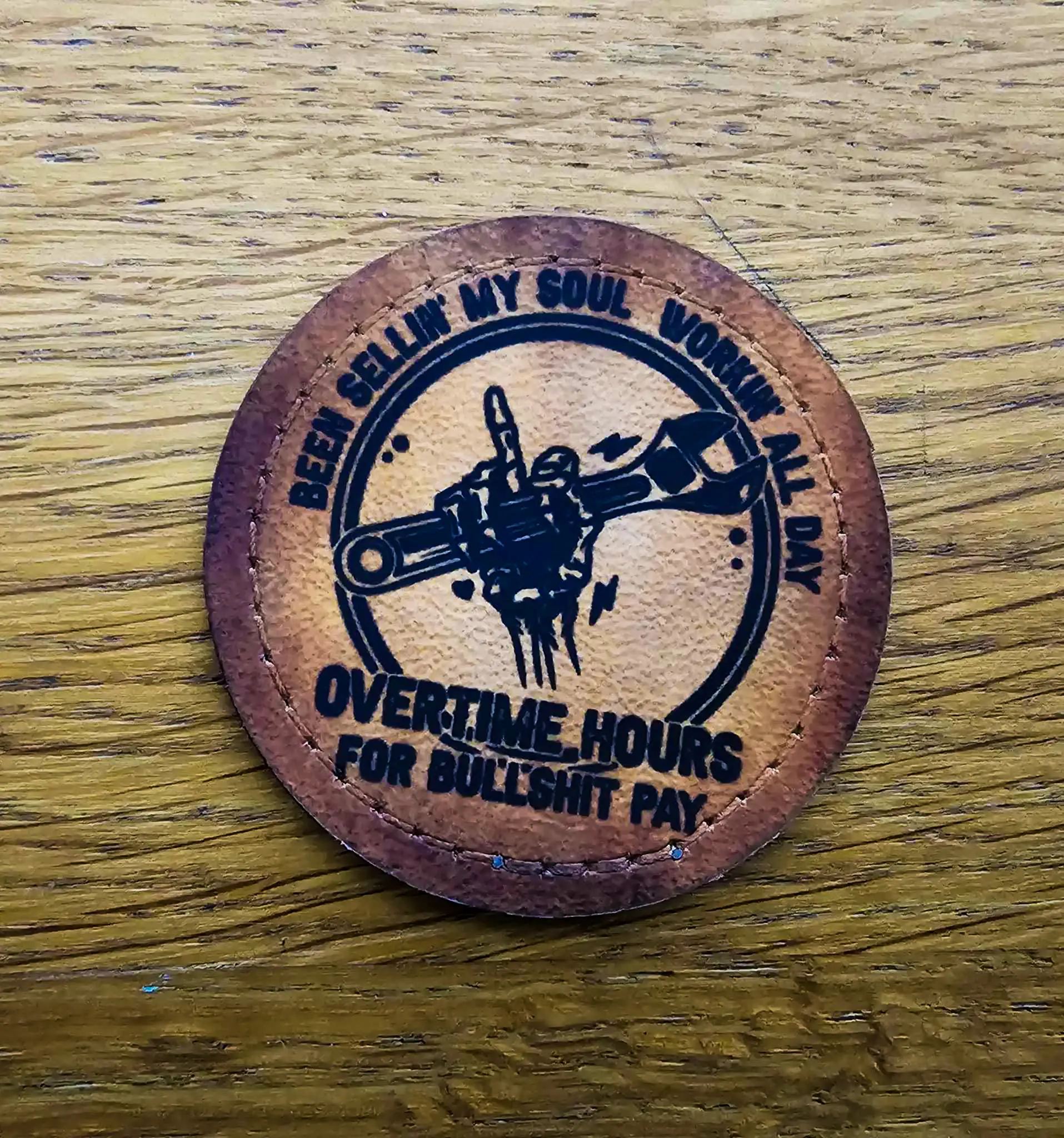 Overtime hours for BS pay faux leather patch 2"x2"