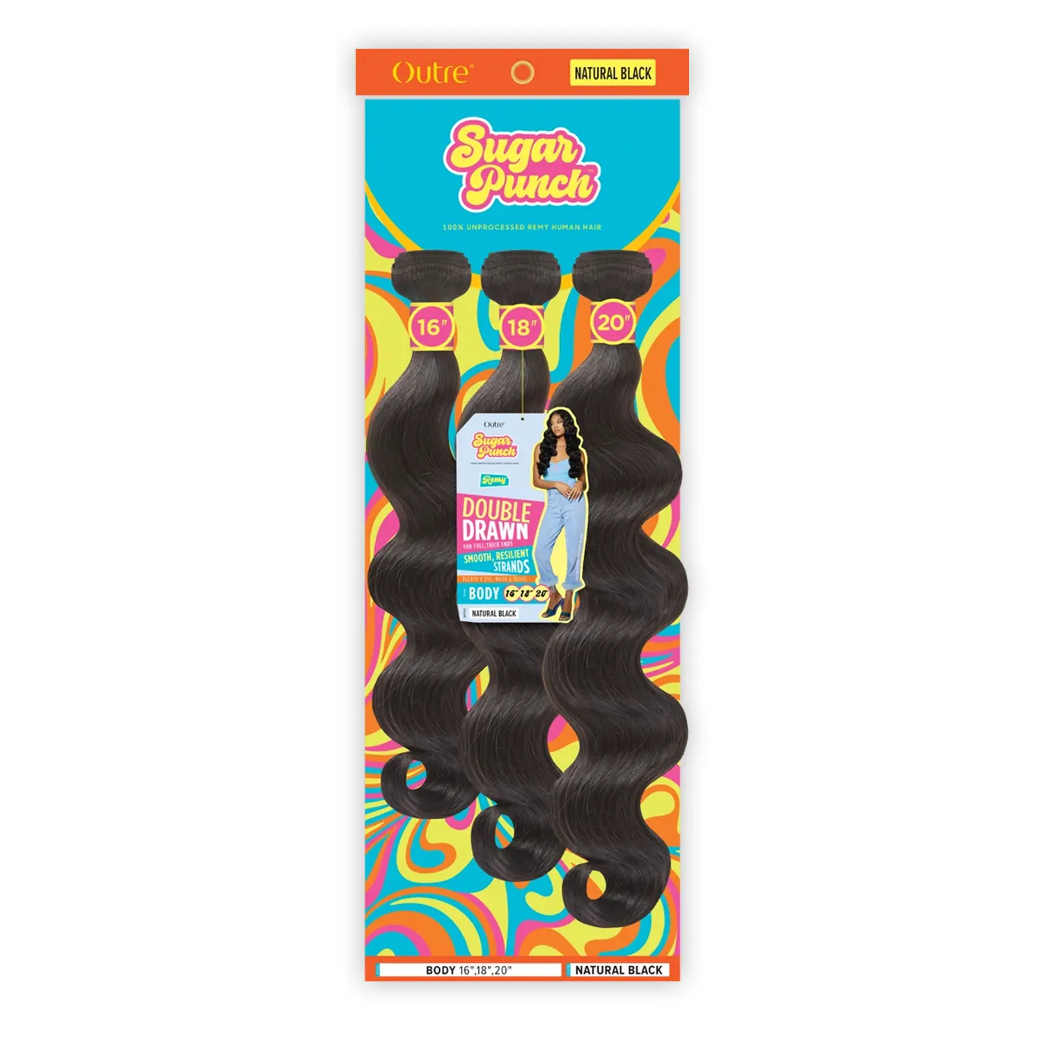 Outre Unprocessed Remy Human Hair Weave Sugar Punch 3 Bundles Body